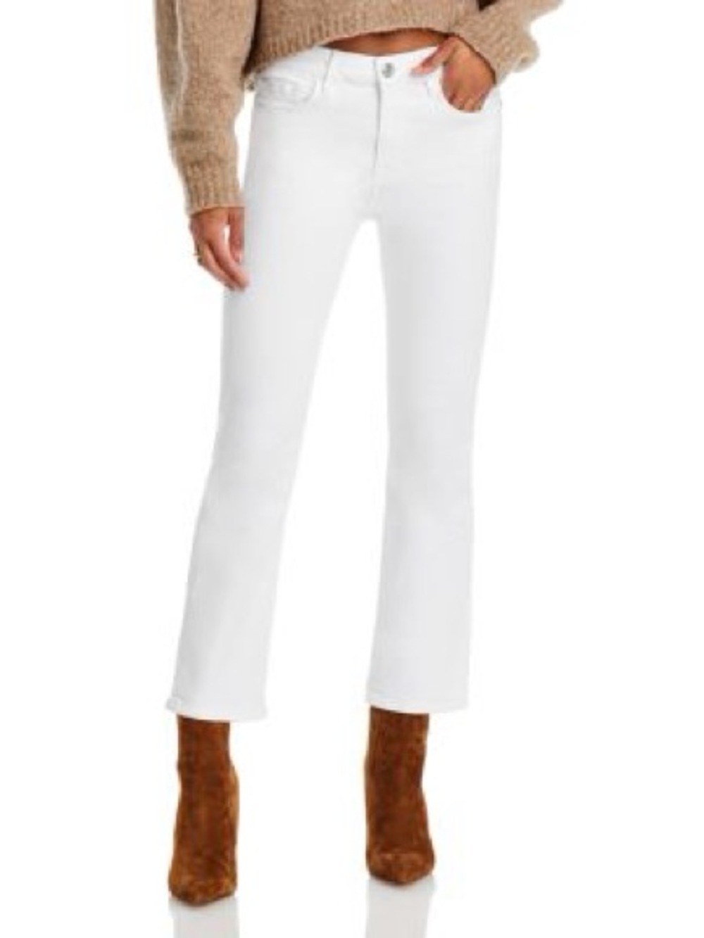 Frame Denim Le Crop Mini Boot White Jeans